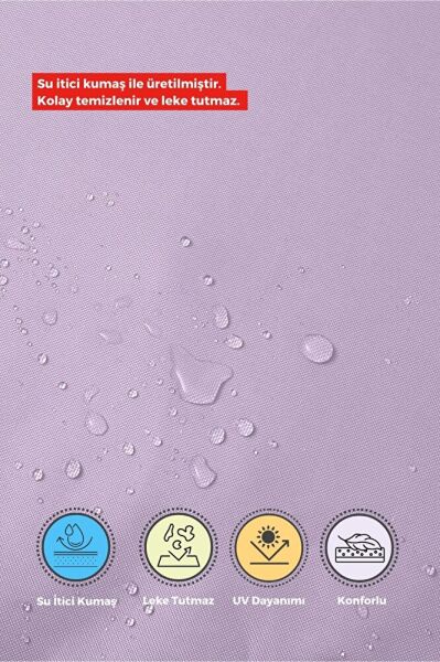 6'lı Sandalye Minderi Su İtici Kumaş 40x40 cm Sünger Sandalye Minderi Bağcıklı LİLA