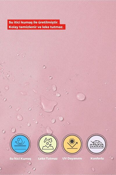 6'lı Sandalye Minderi Su İtici Kumaş 40x40 cm Sünger Sandalye Minderi Bağcıklı Pembe