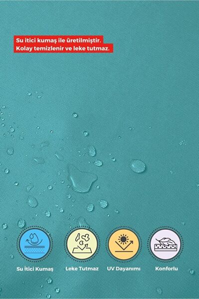 6'lı Sandalye Minderi Su İtici Kumaş 40x40 cm Sünger Sandalye Minderi Bağcıklı MAVİ