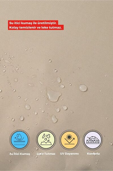 6'lı Sandalye Minderi Su İtici Kumaş 40x40 cm Sünger Sandalye Minderi Bağcıklı Bej