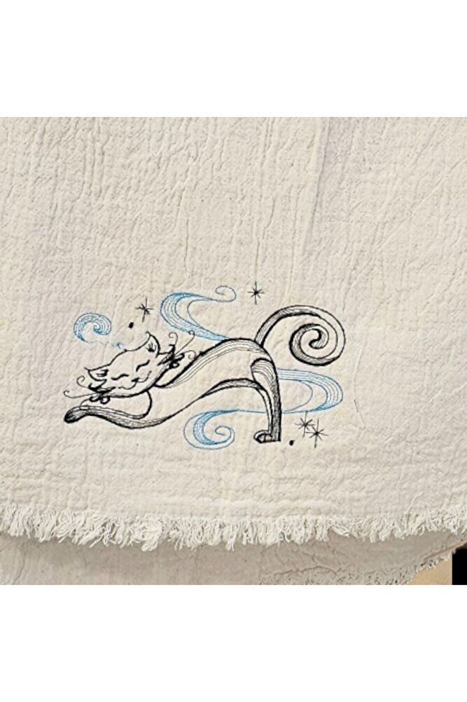 SEVİMLİ YUMMY TEMBELLIKLE  Nakişli Özel Tasarim  Müslin Peştemal, Plaj Havlusu, Banyo Havlusu