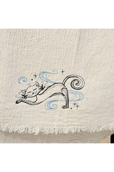 SEVİMLİ YUMMY TEMBELLIKLE  Nakişli Özel Tasarim  Müslin Peştemal, Plaj Havlusu, Banyo Havlusu