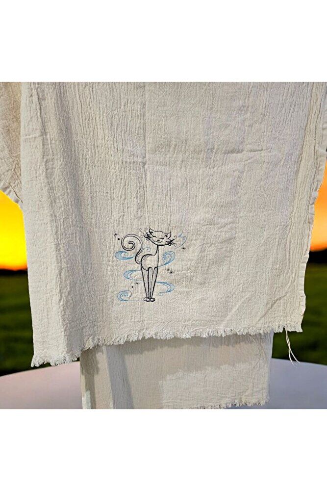 SEVİMLİ YUMMY Nakişli Özel Tasarim  Müslin Peştemal, Plaj Havlusu, Banyo Havlusu