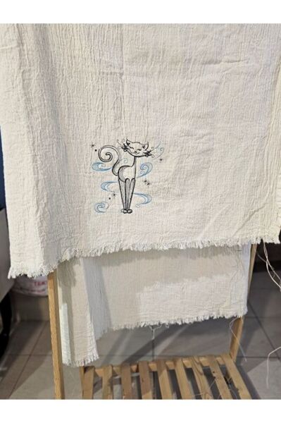 SEVİMLİ YUMMY Nakişli Özel Tasarim  Müslin Peştemal, Plaj Havlusu, Banyo Havlusu