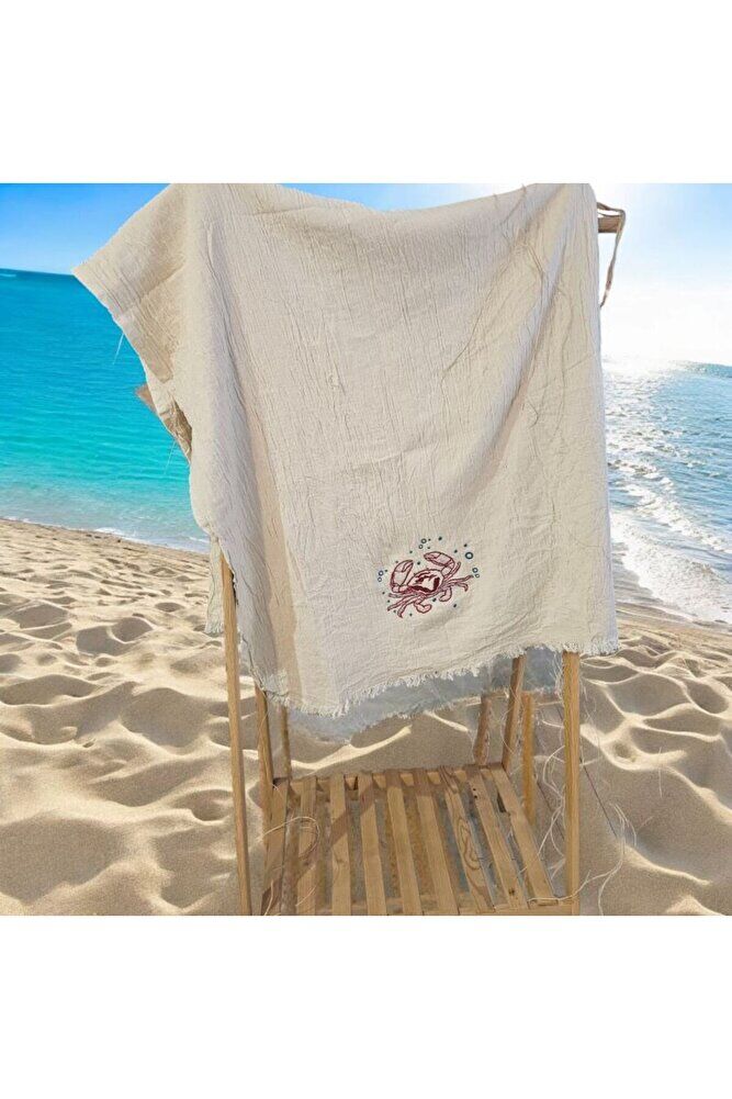 YENGEÇ  Nakişli Özel Tasarim  Müslin Peştemal, Plaj Havlusu, Banyo Havlusu