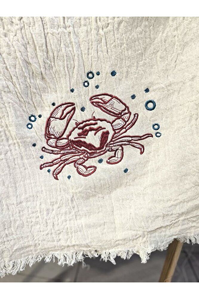 YENGEÇ  Nakişli Özel Tasarim  Müslin Peştemal, Plaj Havlusu, Banyo Havlusu