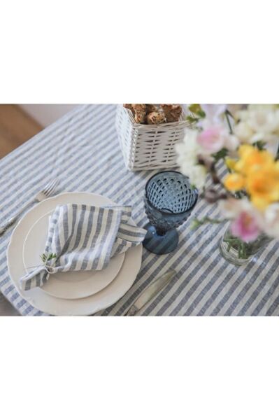 6'lı Doğal Keten Amerikan Servis / Peçete Boho Style 35x45cm