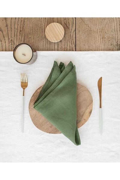 6'lı Doğal Keten Amerikan Servis / Peçete Boho Style 35x45cm