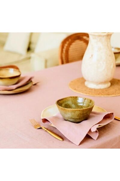 6'lü Doğal Keten Amerikan Servis / Peçete Boho Style 35x45cm