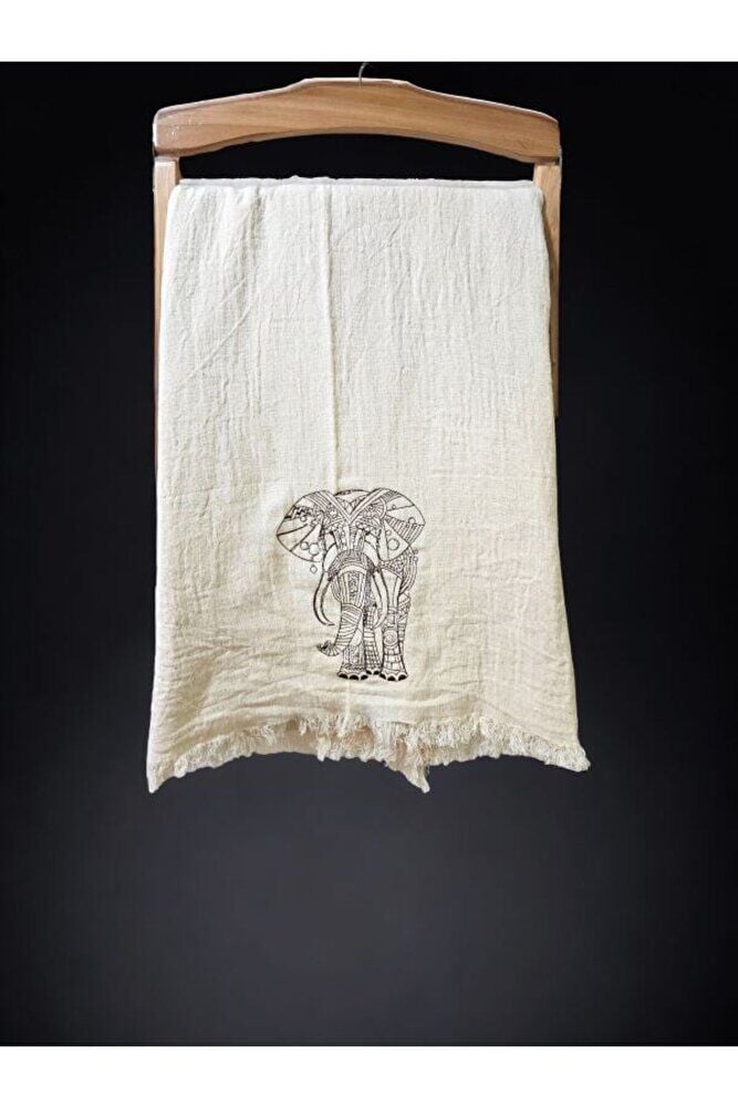 Fil Nakişli Özel Tasarim  Müslin Peştemal, Plaj Havlusu, Banyo Havlusu