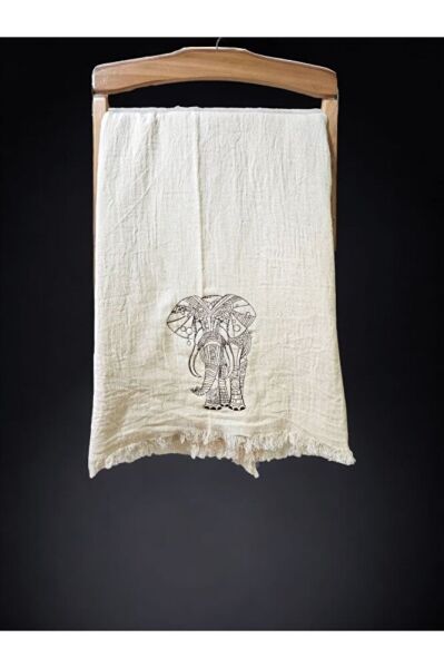 Fil Nakişli Özel Tasarim  Müslin Peştemal, Plaj Havlusu, Banyo Havlusu