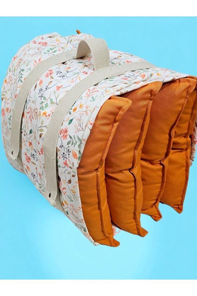 Bahar Cicekleri Turuncu  Yastik  Piknik Ve Masa Ortusu Seti ( Annelerimize Özel )