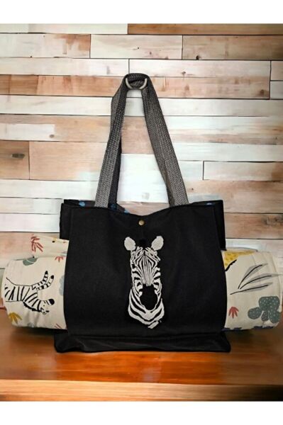 Zebra  Nakisli Kanguru Cepli Plaj Ve Piknik Çantasi