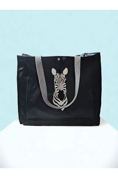 Zebra  Nakisli Kanguru Cepli Plaj Ve Piknik Çantasi
