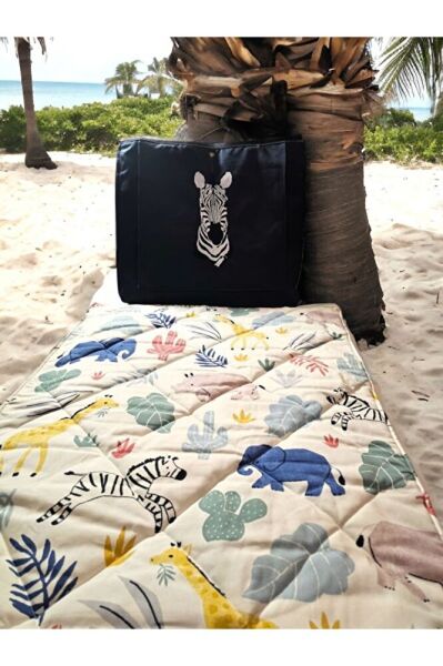 Zebra  Nakisli Kanguru Cepli Plaj Ve Piknik Çantasi