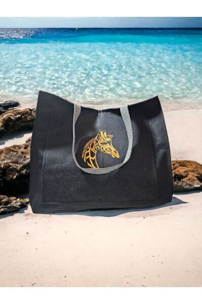 Zürafa  Nakisli Kanguru Cepli Plaj Ve Piknik Çantasi