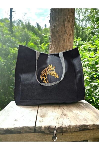 Zürafa  Nakisli Kanguru Cepli Plaj Ve Piknik Çantasi