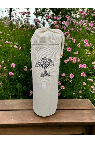 Hayat AĞACI Nakişli Mat Taşıma Çantası- Pilates- Yoga- Spor Matı- Spor Çanta- Mat Çanta -büzgülü