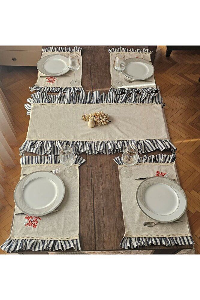 Mercan, Fırfırlı, Buldan Keten AMERİKAN SERVİS