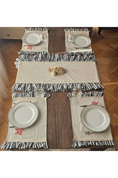 Mercan, Fırfırlı, Buldan Keten AMERİKAN SERVİS