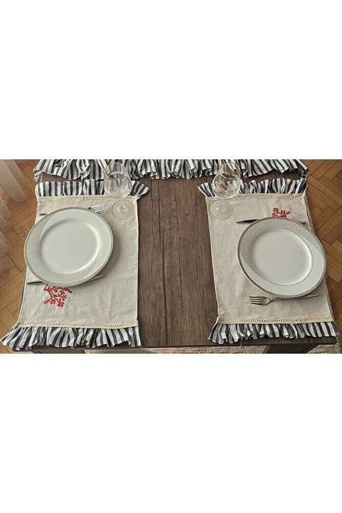 Mercan, Fırfırlı, Buldan Keten AMERİKAN SERVİS