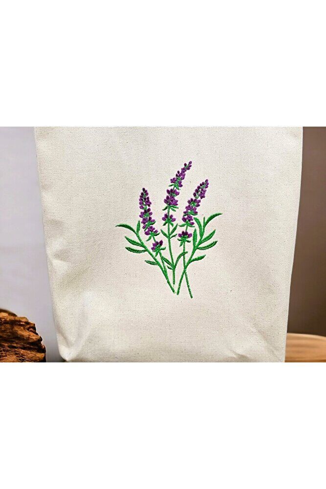 Lavanta Nakişli Bez Çanta