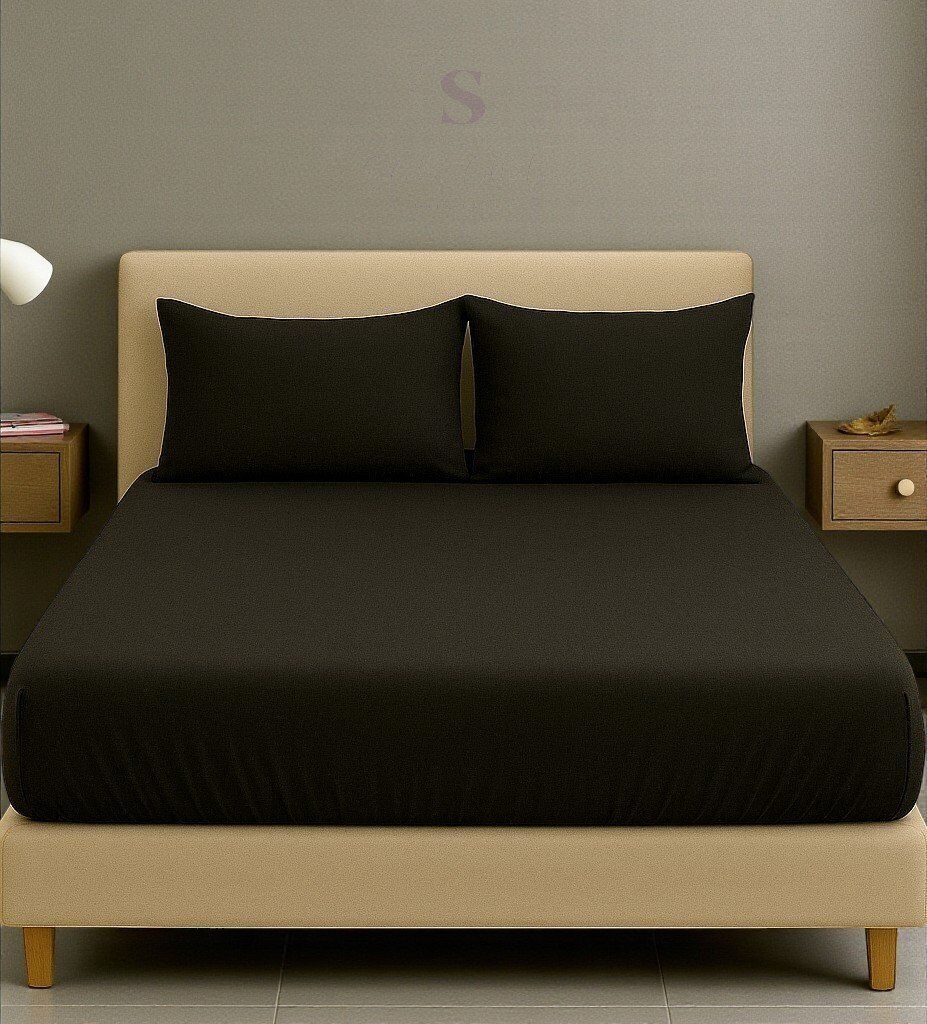 Shules collection Siyah Çift Kişilik Çarşaf+Yastık Seti %100 Pamuk