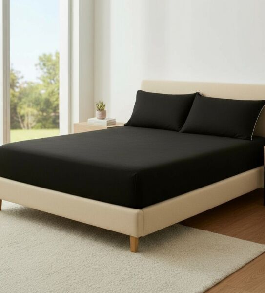 Shules collection Siyah Çift Kişilik Çarşaf+Yastık Seti %100 Pamuk