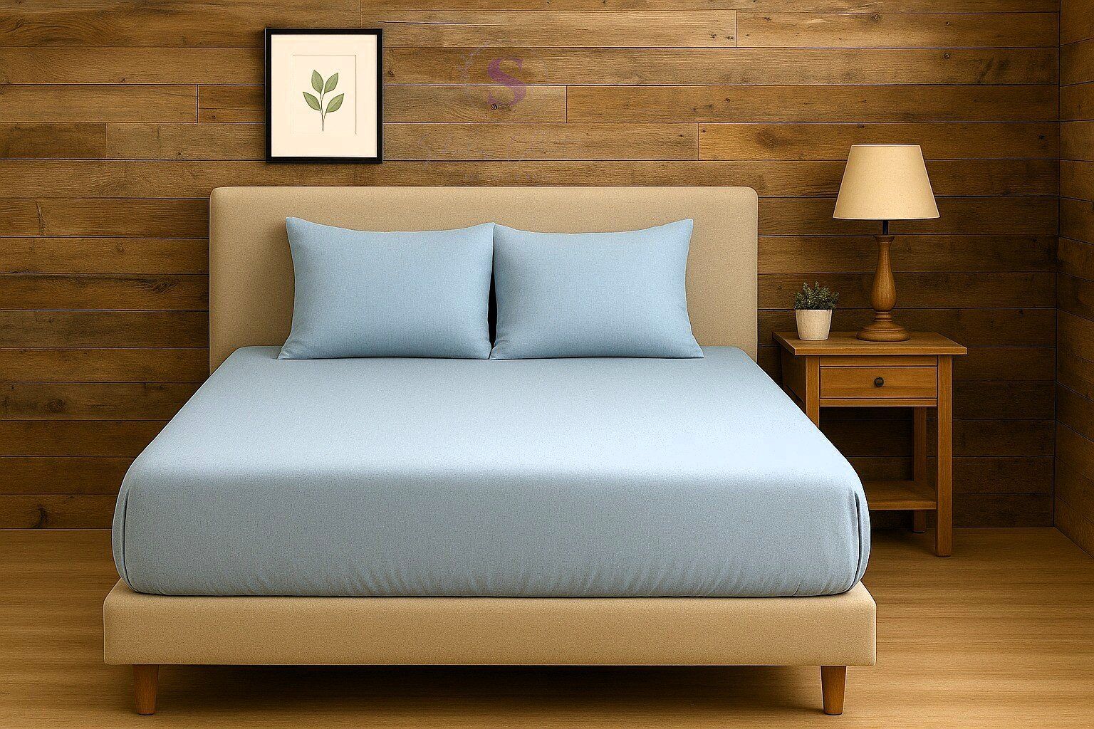 Shules collection Mavi Çift Kişilik Çarşaf+Yastık Seti %100 Pamuk