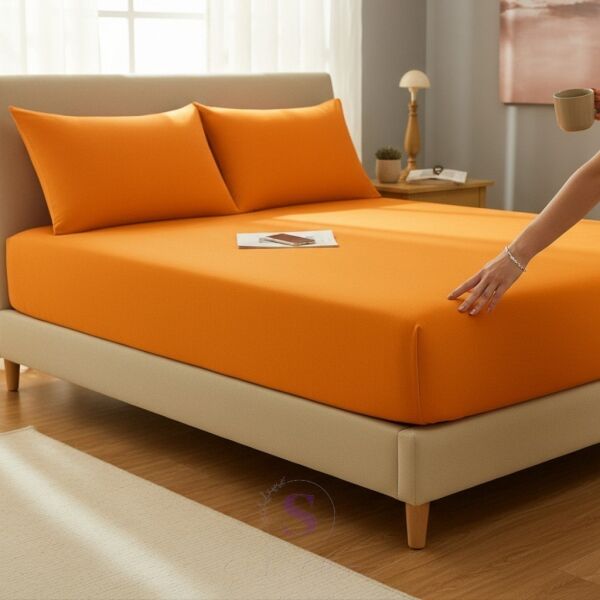 Shules collection Turuncu Çift Kişilik Çarşaf+Yastık Seti %100 Pamuk