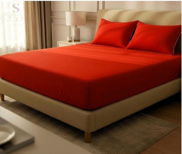 Shules collection Buldan Keteni Kırmızı Çift Kişilik Çarşaf+Yastık Seti %100 Pamuk