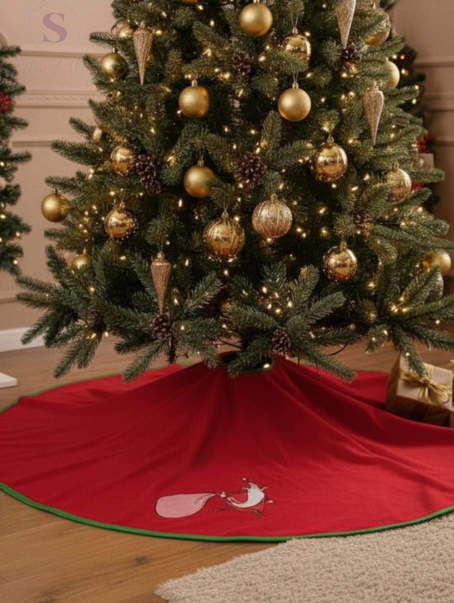 NOEL BABA NAKIŞLI ÇAM AĞACI ÖRTÜSÜ (90CM)