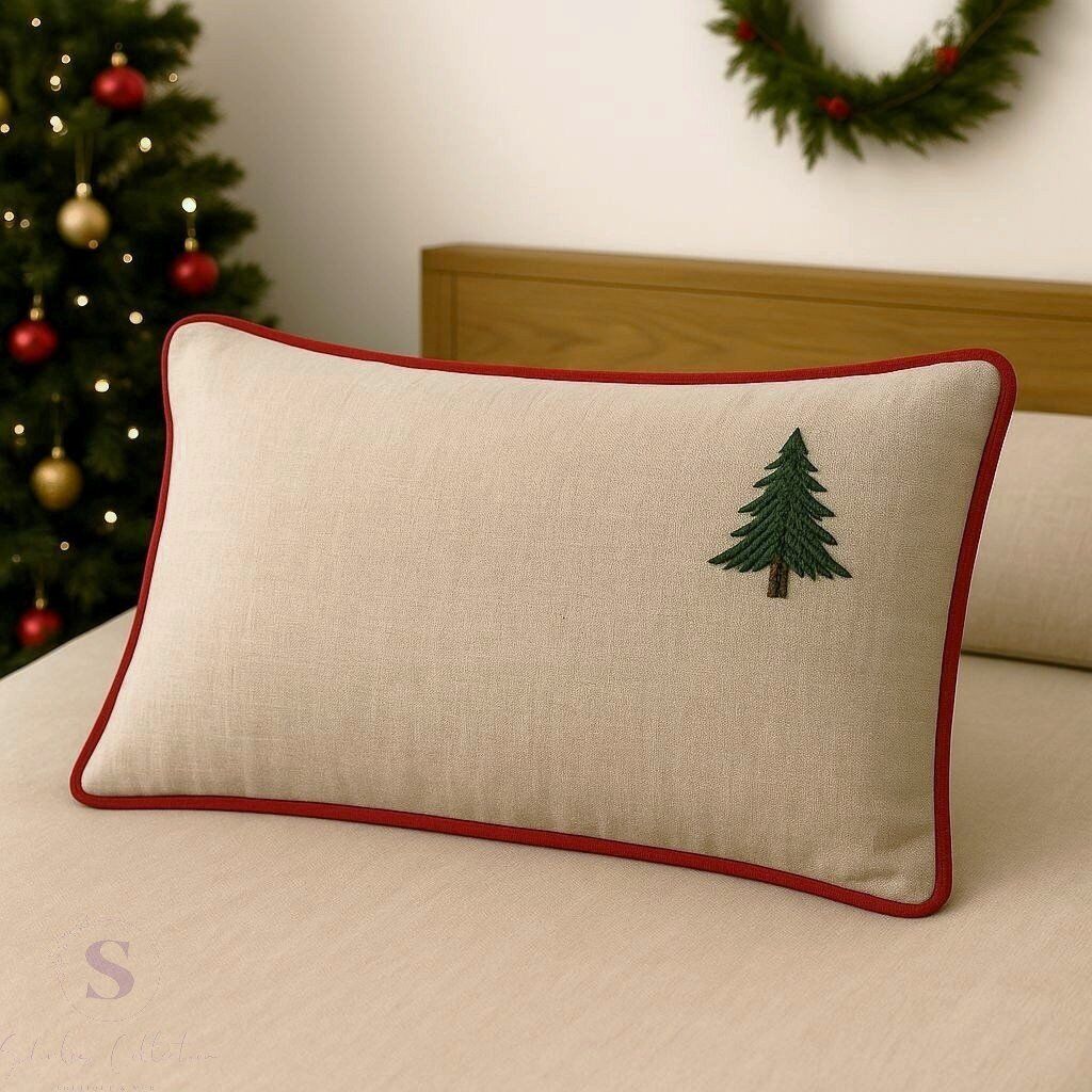 ÇAM AĞACI NAKIŞLI FIRFIRLI BULDAN KETENİ YASTIK KILIFI (50X70) 1 Adet