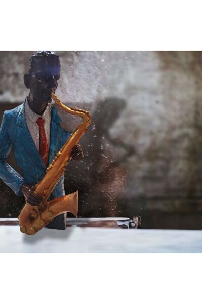 Aşik Müzisyenler Polyester Heykel El Boyama 2'li Takim