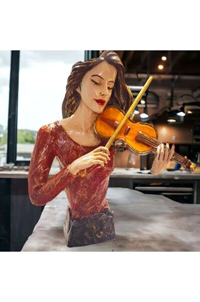 Aşik Müzisyenler Polyester Heykel El Boyama 2'li Takim