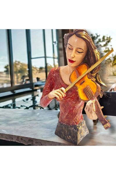 Aşik Müzisyenler Polyester Heykel El Boyama 2'li Takim