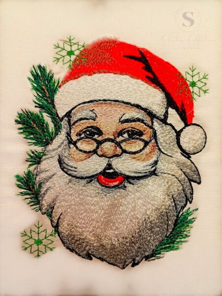 NOEL BABA NAKIŞLI FIRFIRLI BULDAN KETENİ YASTIK KILIFI (43 x 43) 1 Adet Dolgusuz