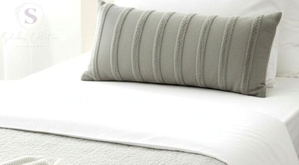 GRİ %100 PAMUK İSKANDİNAV UZUN YASTIK 40X100 ( İÇİ DOLGULU)