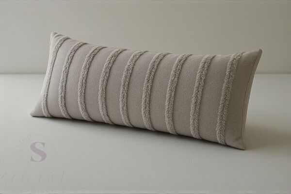 GRİ %100 PAMUK İSKANDİNAV UZUN YASTIK 40X100 ( İÇİ DOLGULU)