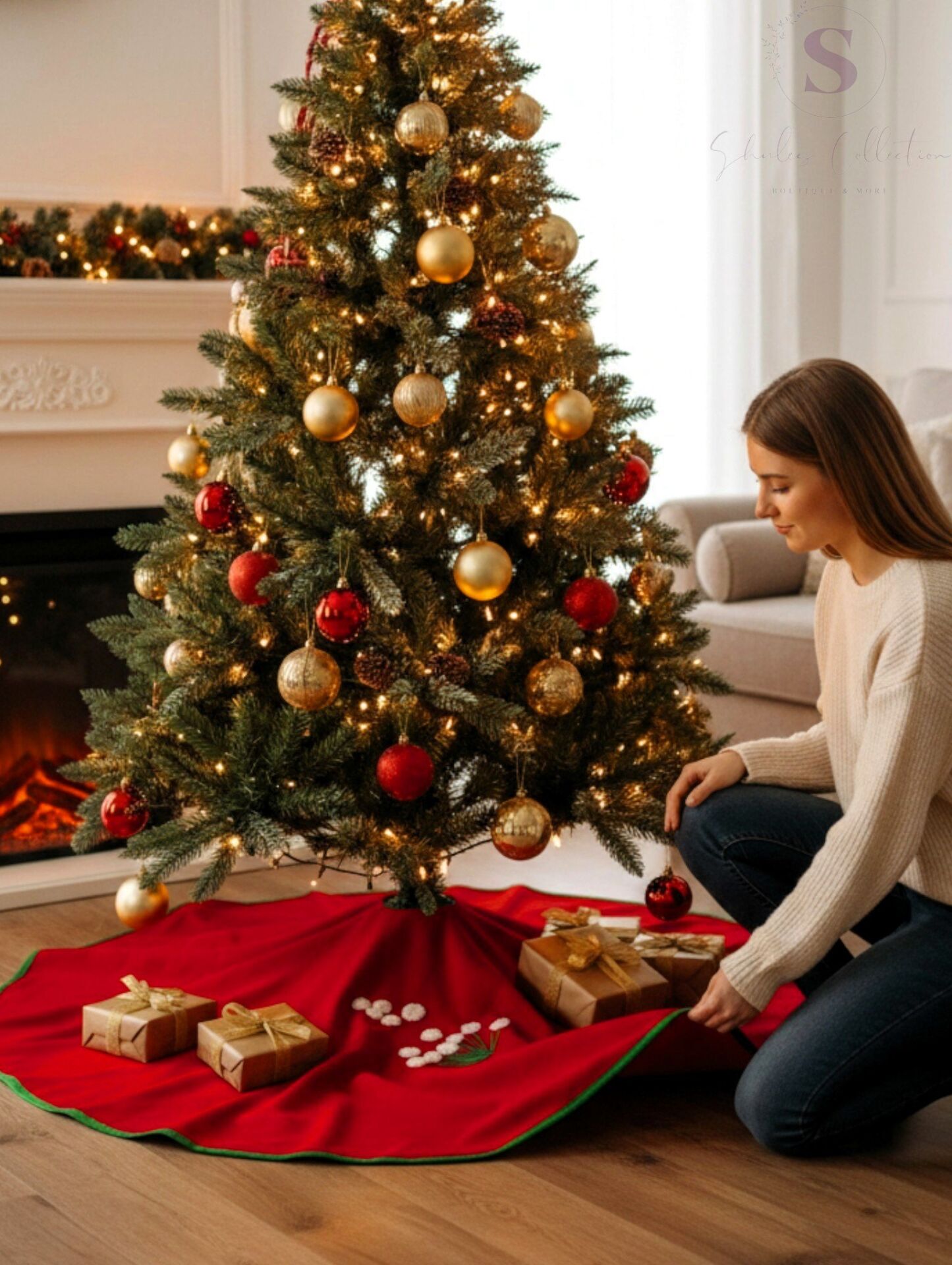 LALE NAKIŞLI ÇAM AĞACI ÖRTÜSÜ (90CM)