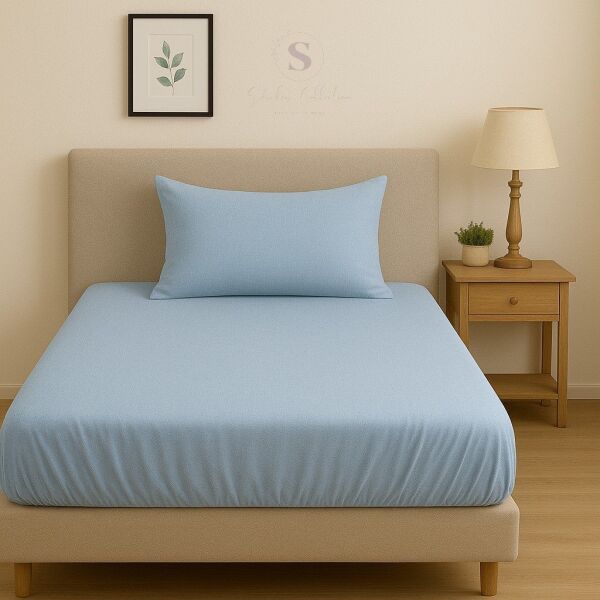 Shules Collection Keten Buldan Mavi Tek Kişilik Çarşaf + Yastık Kılıfı