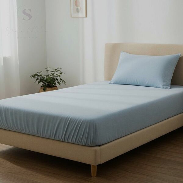 Shules Collection Keten Buldan Mavi Tek Kişilik Çarşaf + Yastık Kılıfı