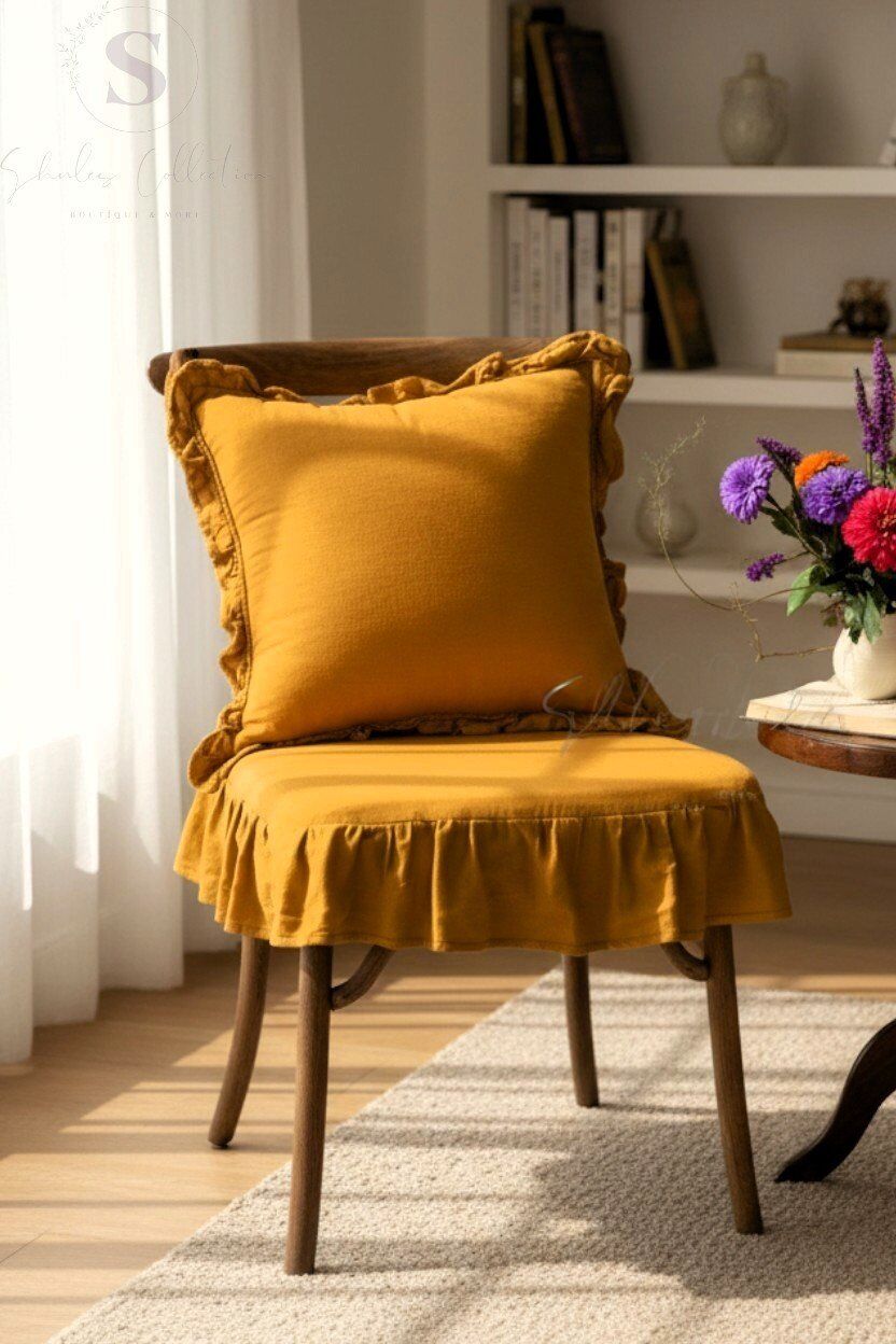 HARDAL RENK BULDAN YIKANMIS KETEN 4 TARAFI FIRFIRLI SANDALYE MİNDERİ