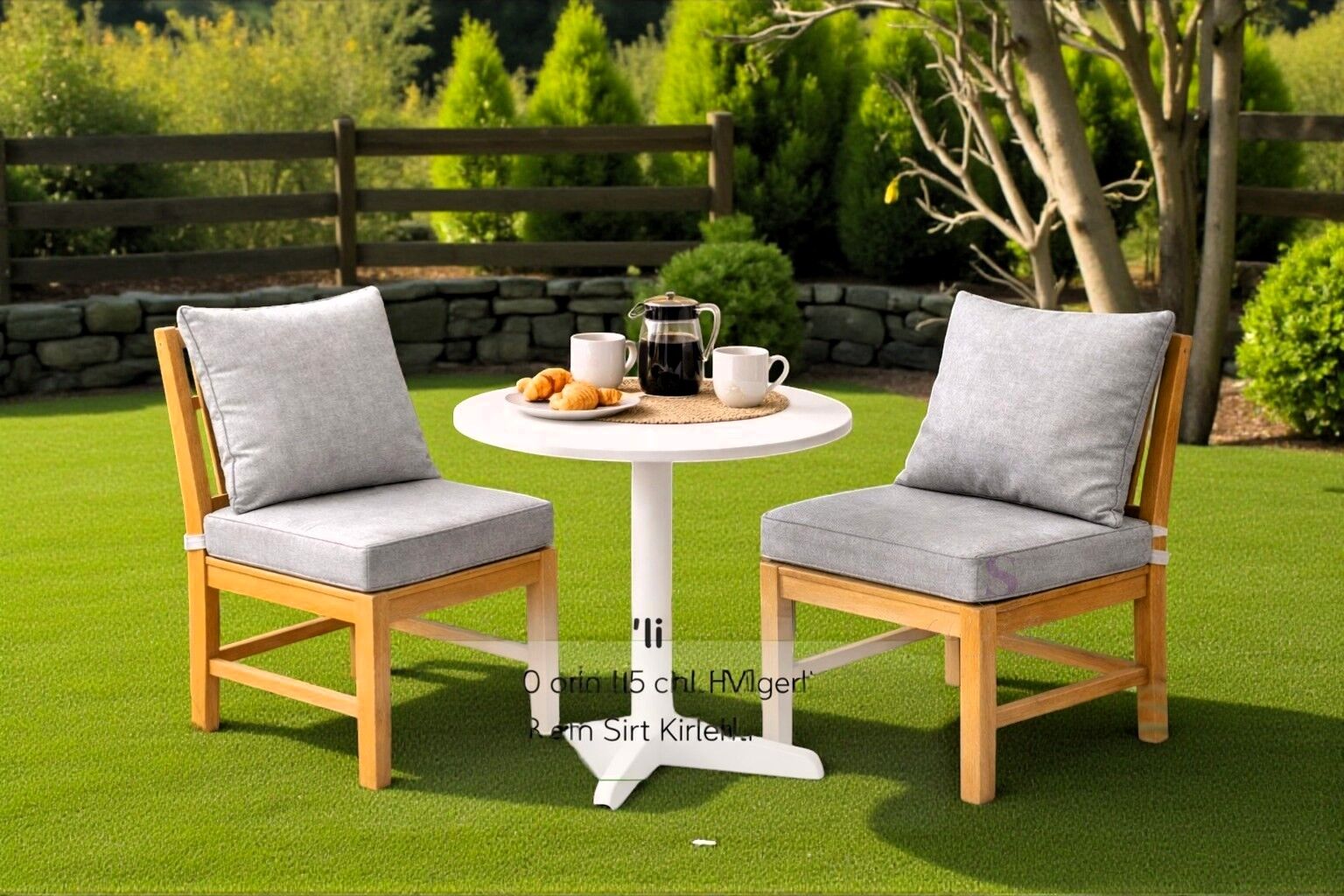 GRİ Fermuarlı Sırt Kırlentli 2 'Lİ Sandalye Minder Seti – 5 cm Süngerli, Su İtici