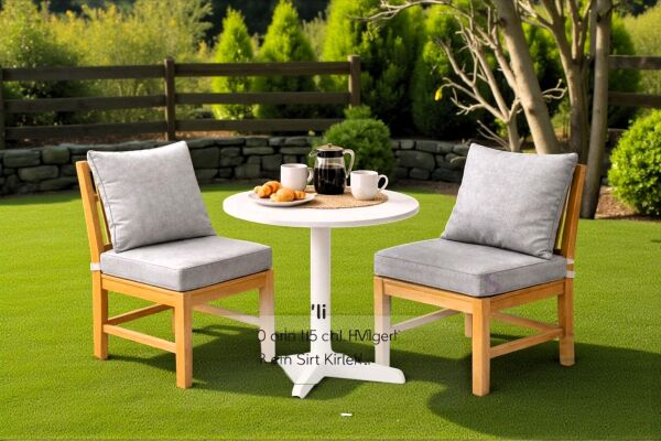 GRİ Fermuarlı Sırt Kırlentli 2 'Lİ Sandalye Minder Seti – 5 cm Süngerli, Su İtici