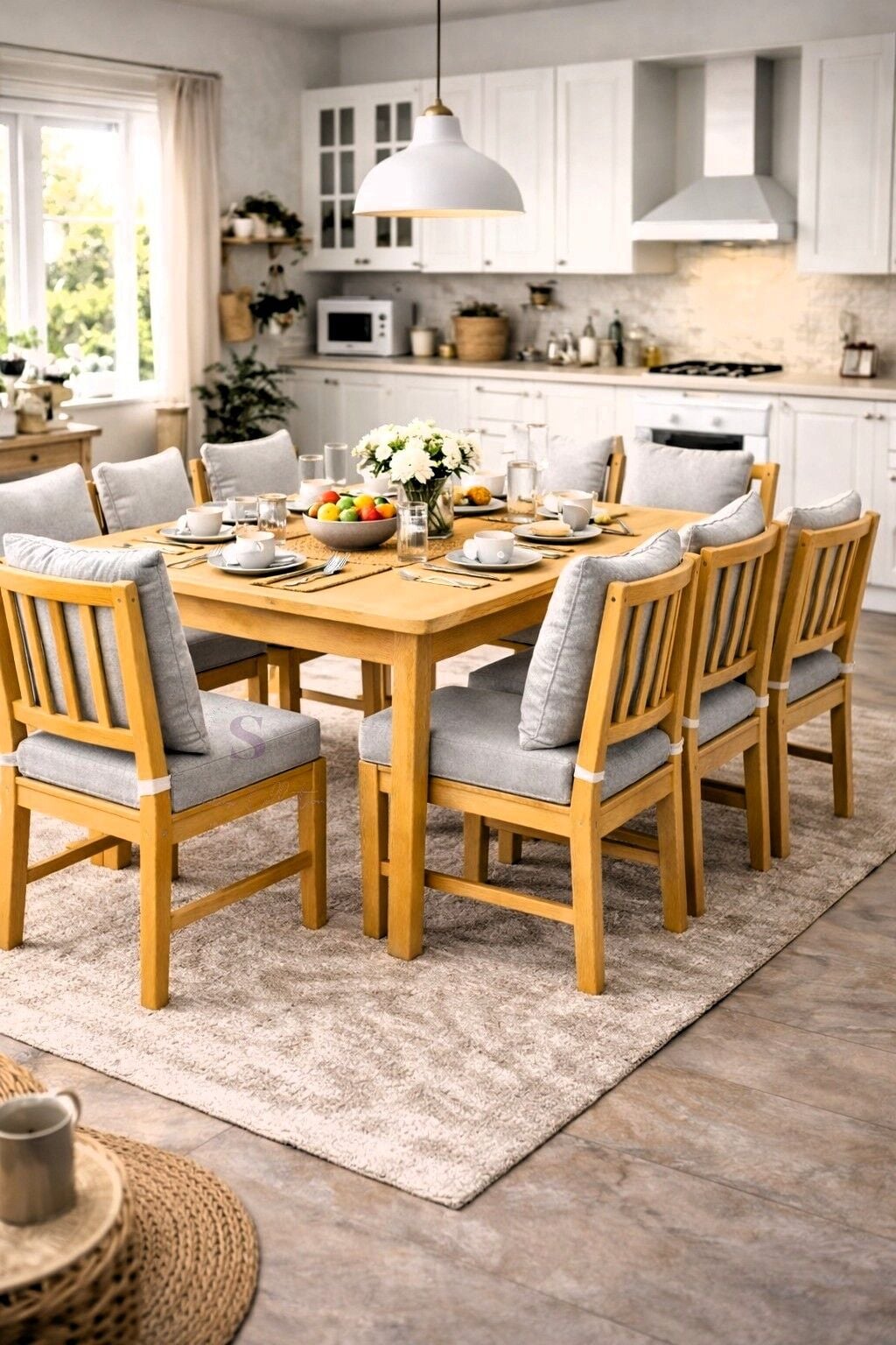 GRİ Fermuarlı Sırt Kırlentli 6 'Lİ Sandalye Minder Seti – 5 cm Süngerli, Su İtici