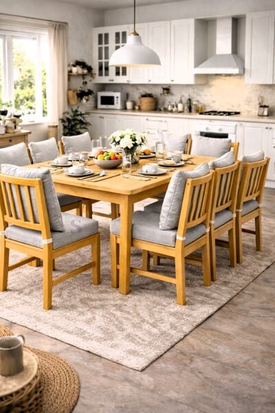 GRİ Fermuarlı Sırt Kırlentli 6 'Lİ Sandalye Minder Seti – 5 cm Süngerli, Su İtici