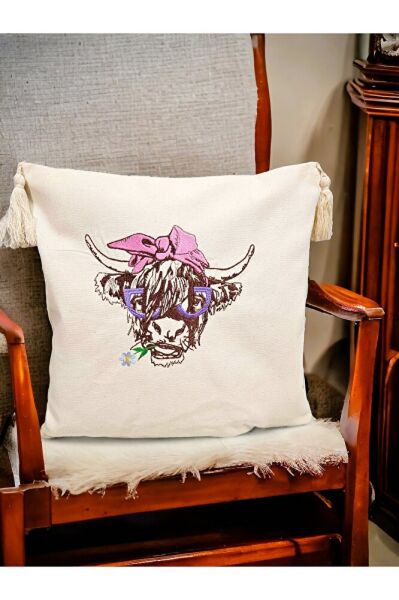 Kurdelali Cool Öküzcük Nakiş İşlemeli Yastik Kilifi & Kirlent
