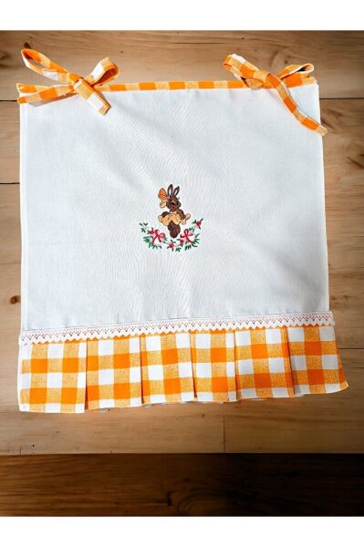 TAVŞAN Nakışlı ,Dertsiz Kumaş,Pileli, 2li Set(FIRIN ÖRTÜSÜ,POSETLİK)