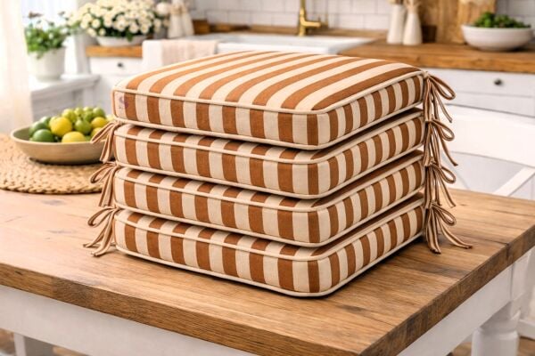 Kahverengi çizgili Sandalye Minderi 40x40x5 cm – Leke Tutmaz Sıvı İtici